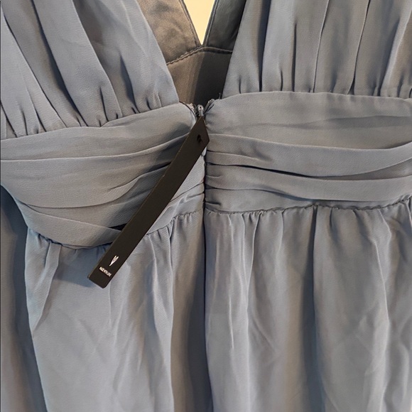 Lulu's Dusty Blue Pleated V-Neck Jumpsuit - Picture 5 of 8